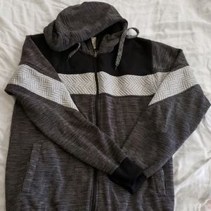 Gray and black hoodie